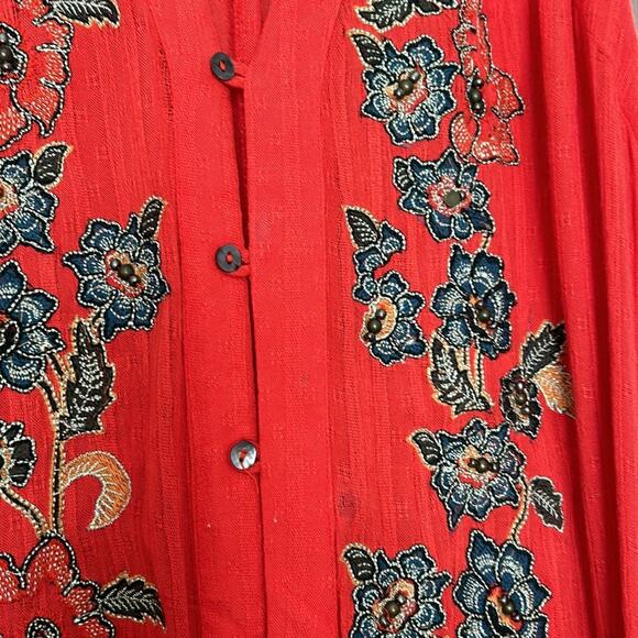 Free people red embroidered sleeveless duster button front dress XS - Picture 12 of 12